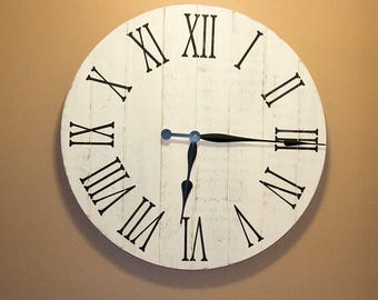 Farmhouse Decor Clock, 24" Large Rustic Clock, Handmade Wall Clock, Wall Clock Large, Rustic Wall Clock, Wooden Wall Clocks, Home Decor