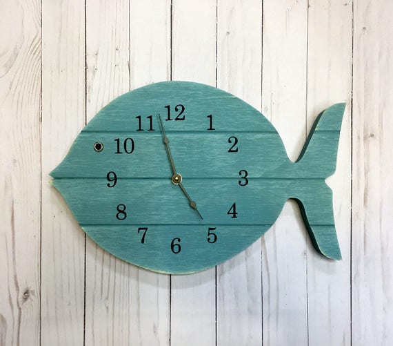 Painted Fish Clock, Fish Decor Ideas, Fish Gifts for Men, 15 Wall Clock  Lake House Decor Wood Clock, Beach House Clock -  Hong Kong