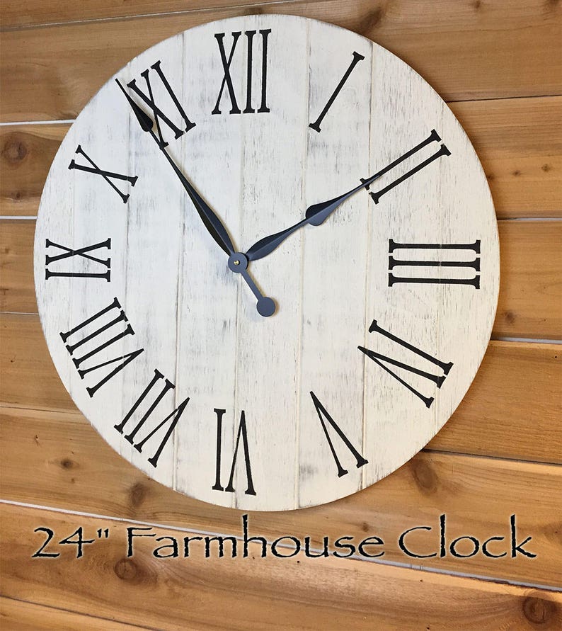 Rustic Farmhouse Decor Wall Clock, Large Wood Wall Clock, Wall Clock Large, Rustic Home Decor immagine 5