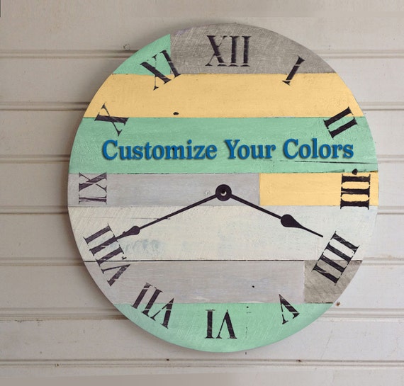 Beach Wall Clocks Reclaimed Wood Clock 16 Pallet Rustic Decor Shabby Chic