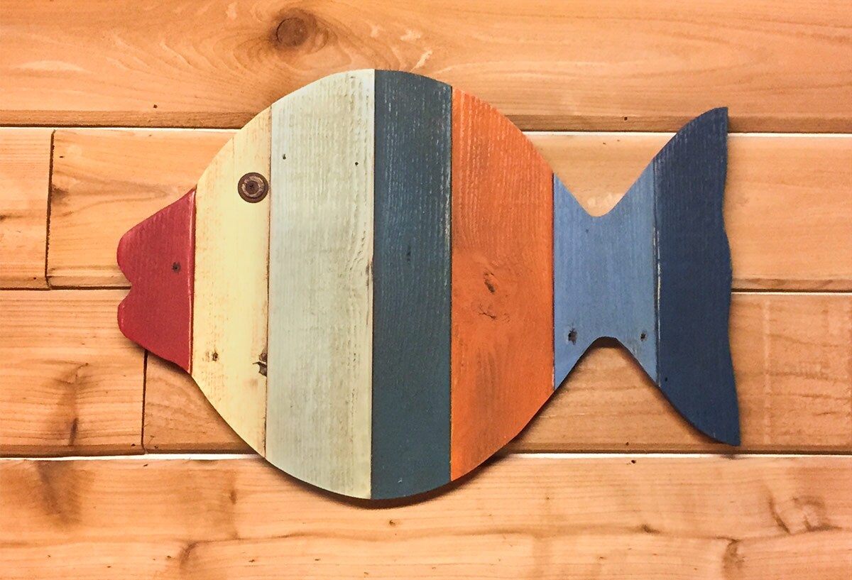 Tropical decor Painted Wood Fish Wall Hanging 20 Etsy