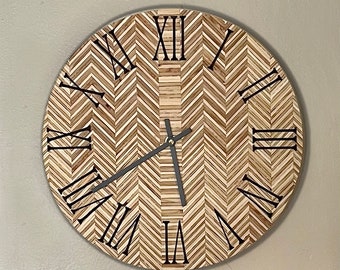 Midcentury Decor Geometric Pattern Wall Clock - Contemporary, Unique, Silent, Solid Cabinet Grade Plywood