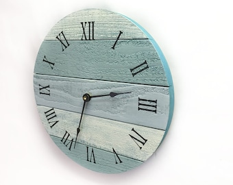 Beach Wall Clock - 12" or 16" wide beach wall hanging clock - rustic wall clock - Nautical Theme Clock for Beach Cottage or Coastal Decor.