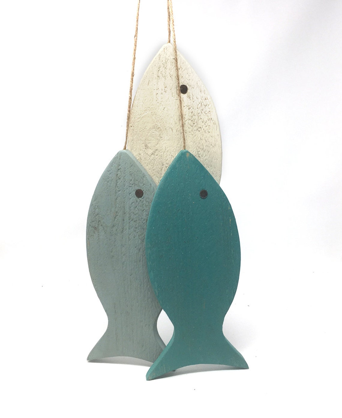 Rustic wooden fish Wooden Rustic Fish Painted String of Fish Etsy