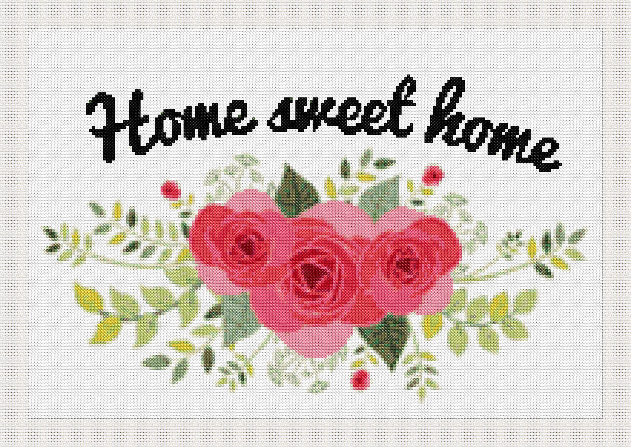 Cross Stitch Pattern Modern. Home Sweet Home, DPF Pattern Download