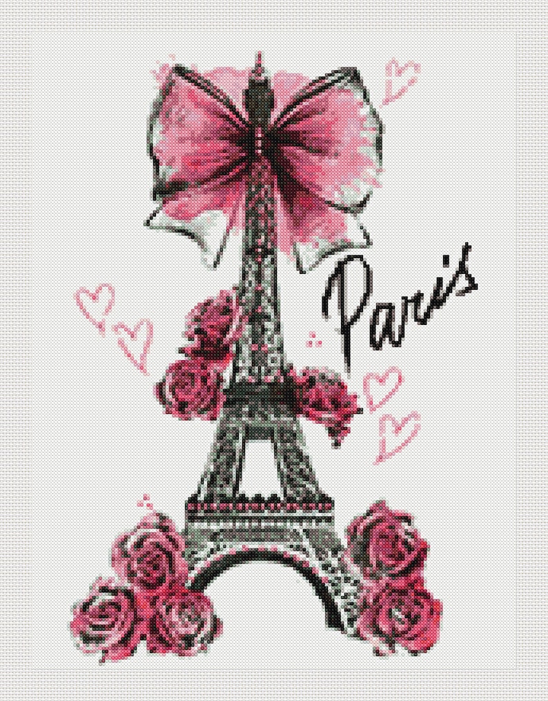 Paris Cross Stitch Pattern. Cross Stitch Modern Pattern Etsy