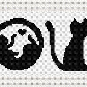 Black Cat Cross Stitch Patterni Love Cats Cross Sticth Modern - Etsy