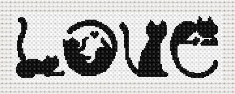 Black Cat Cross Stitch Patterni Love Cats Cross Sticth Modern - Etsy