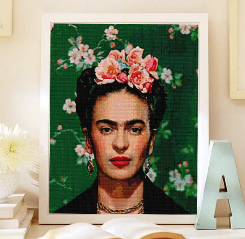 Frida Kahlo cross stitch modern pattern download PDF. Patrón - Etsy España