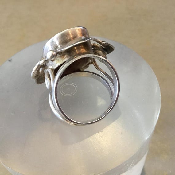 Ruby Statement Ring: Ornate Silver Tone, Size 9, … - image 5