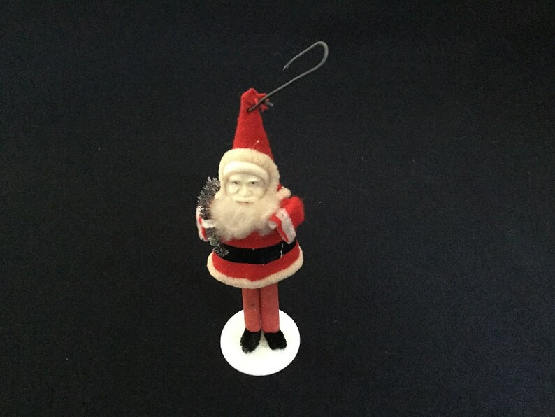Nick Christmas Tree Ornament Happy Holidays Pipe Cleaner and Celluloid St Fabulous Near Mint Condition Vintage Paper Mache