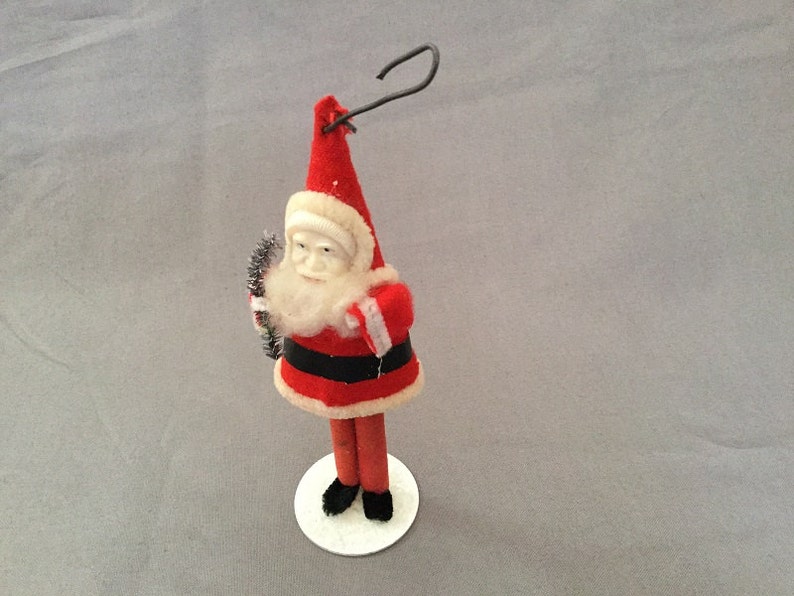 Nick Christmas Tree Ornament Happy Holidays Pipe Cleaner and Celluloid St Fabulous Near Mint Condition Vintage Paper Mache
