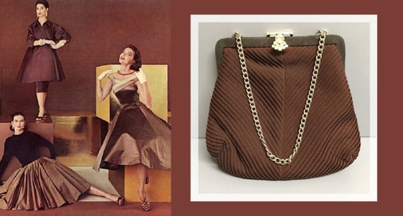Elegant Vintage Brown Corde Designer Evening Bag … - image 1