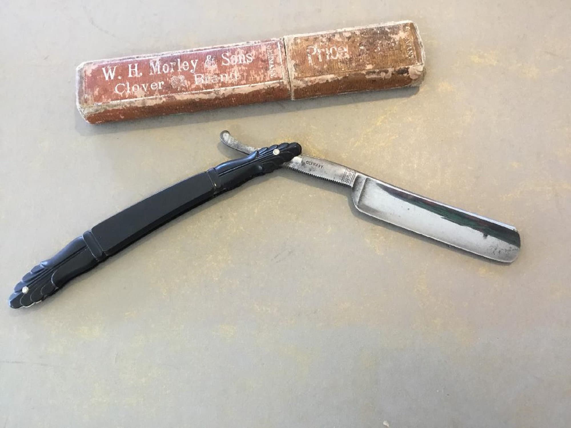 Handsome Vintage Black Carved Celluloid 