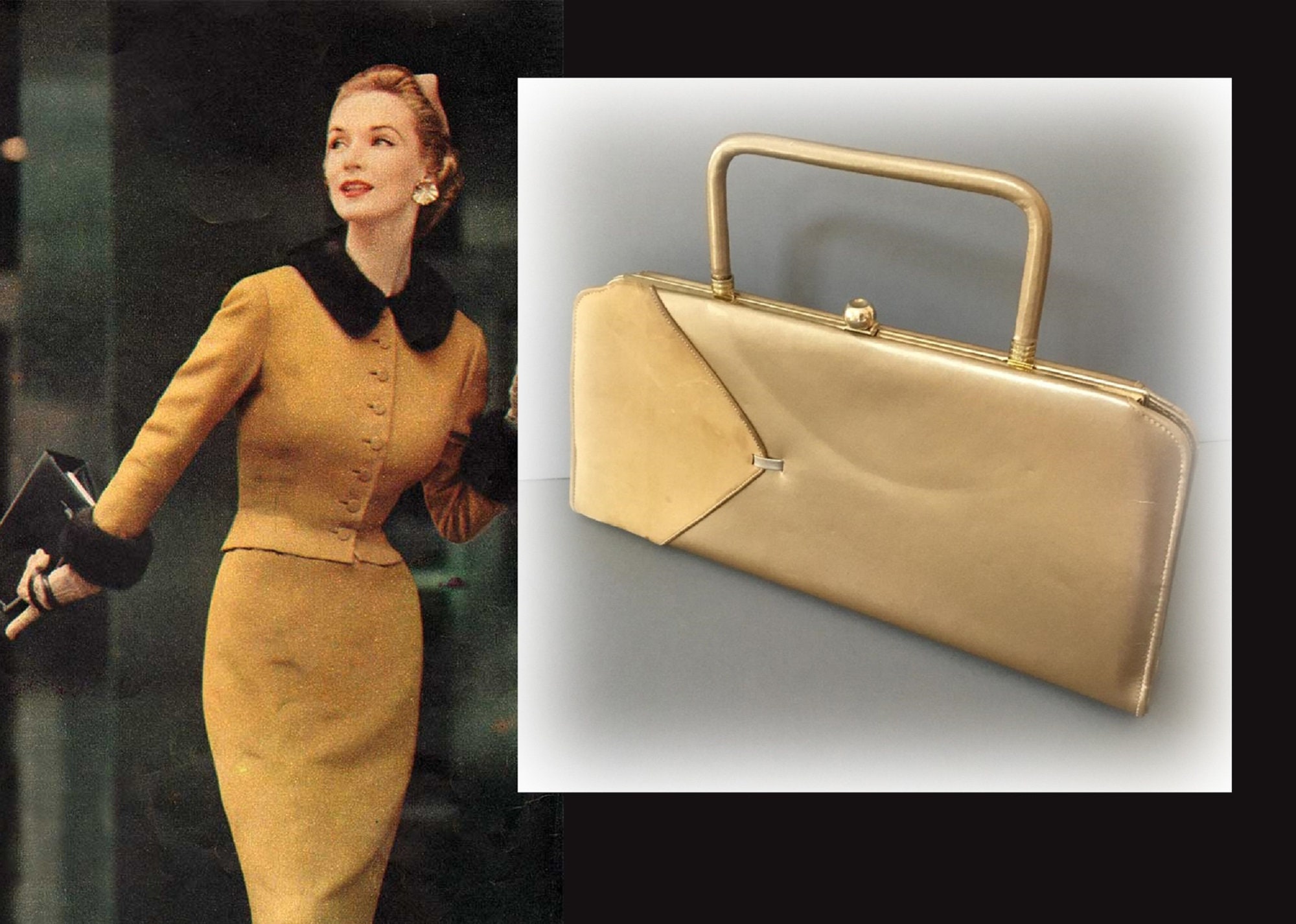 VINTAGE 1960s H L GOLD EVENING BAG WITH UNIQUE CHAIN HANDLE AND LOVEL –  Vintage Clothing & Fashions