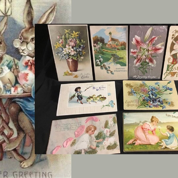 Seven Left to Choose From!  Antique Early 1900s Hand Written Easter Greeting Postcards, As Found