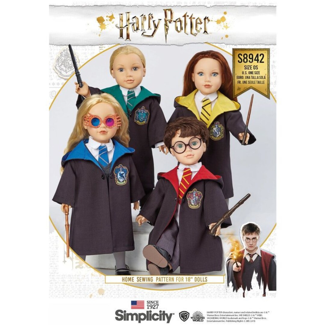 Simplicity S8942, Wizard Costume for 18 Dolls Pattern, Licensed Harry ...