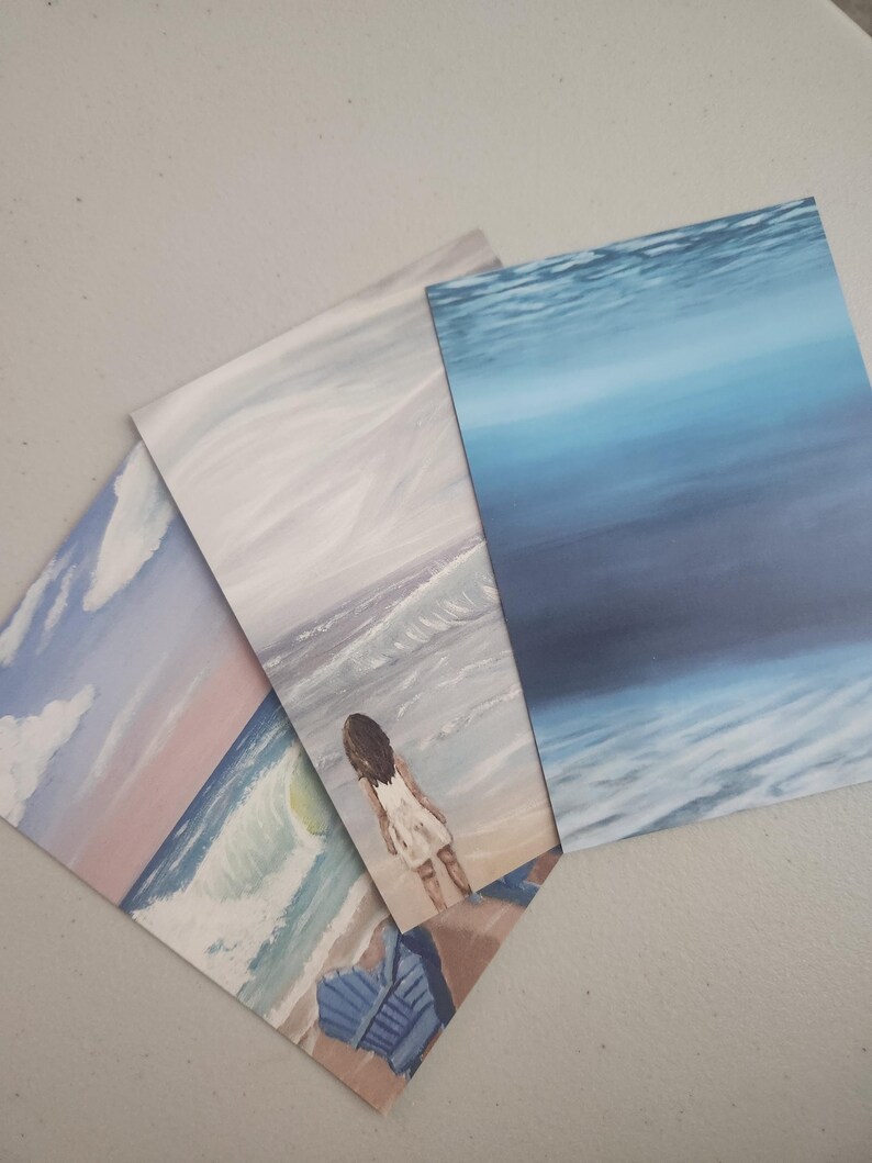 Beach Postcard Print Set, Summer Theme, Girl at Sea, A5 Art Prints - Etsy