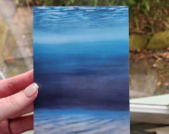 A5 Under the Sea Print, Blue Ocean Seascape, Beach Decor