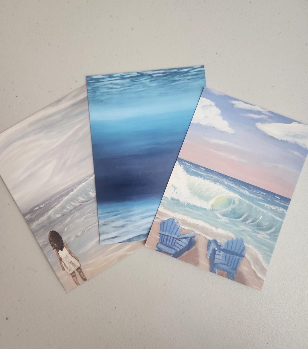 Beach Postcard Print Set, Summer Theme, Girl at Sea, A5 Art Prints - Etsy
