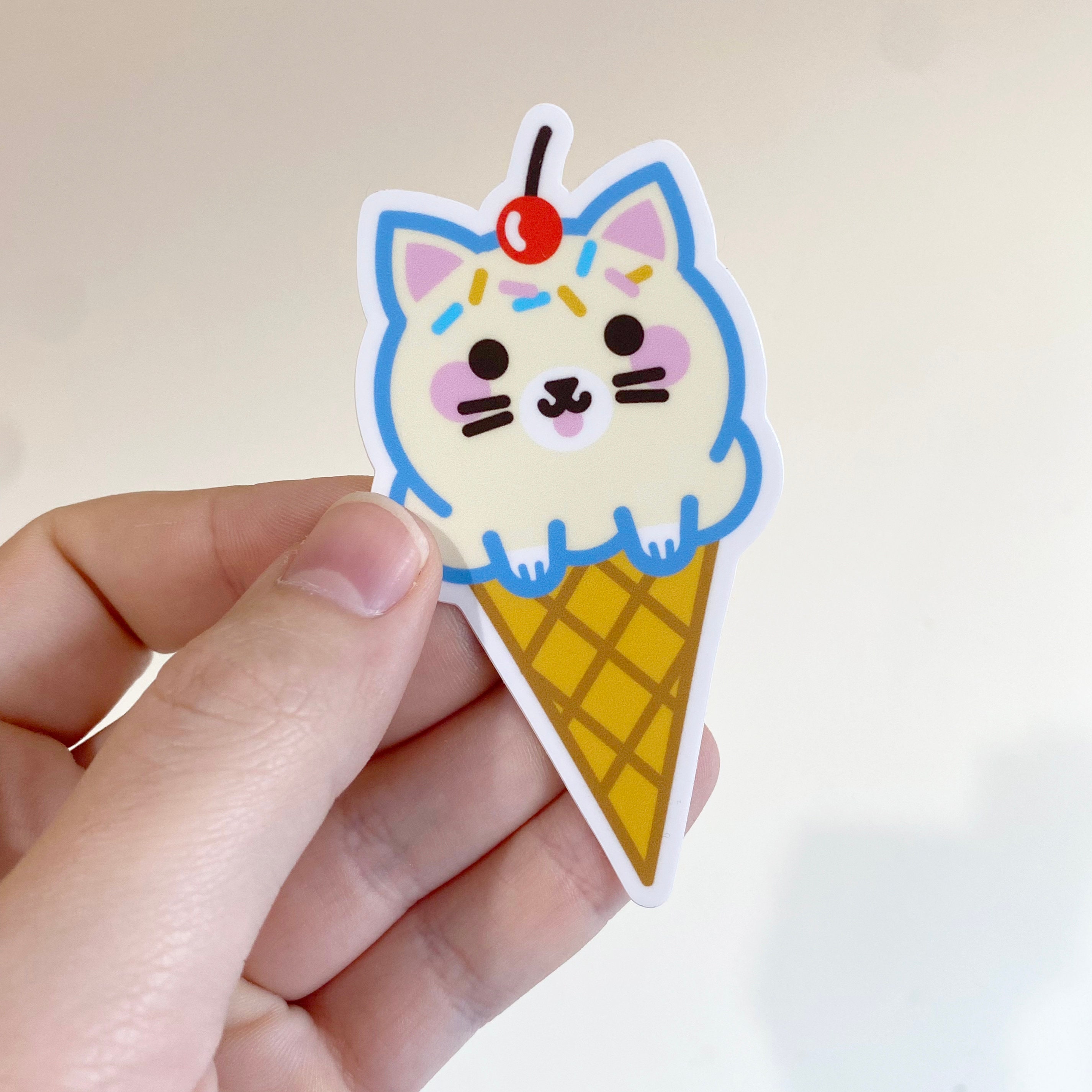 Ice Cream Cat - Sticker - Etsy