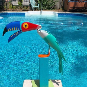 Toco the Toucan: PVC Garden Art, Colorful Bird Sculpture (34 inch)