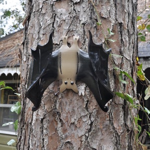 Hanging Bat with Acrylic Eyes Yard Art Pipe Bird