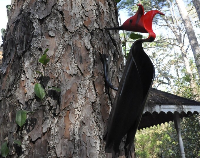 Large Woody PVC Pipe Bird Red Headed Woodpecker Yard Art Etsy