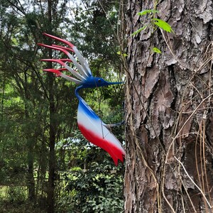 Patriotic Little Feathered Woody with Acrylic Eyes