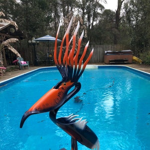Aubrey the PVC Pelican with Acrylic Eyes and Stand Yard Art Sculpture