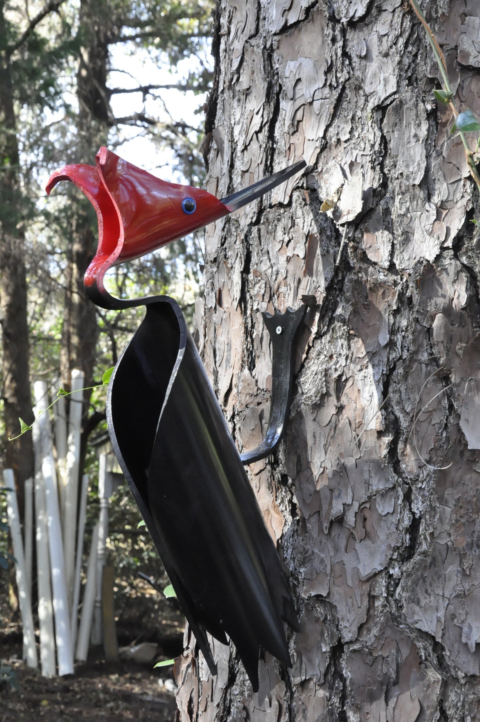 Large Woody PVC Pipe Bird Red Headed Woodpecker Yard Art Etsy