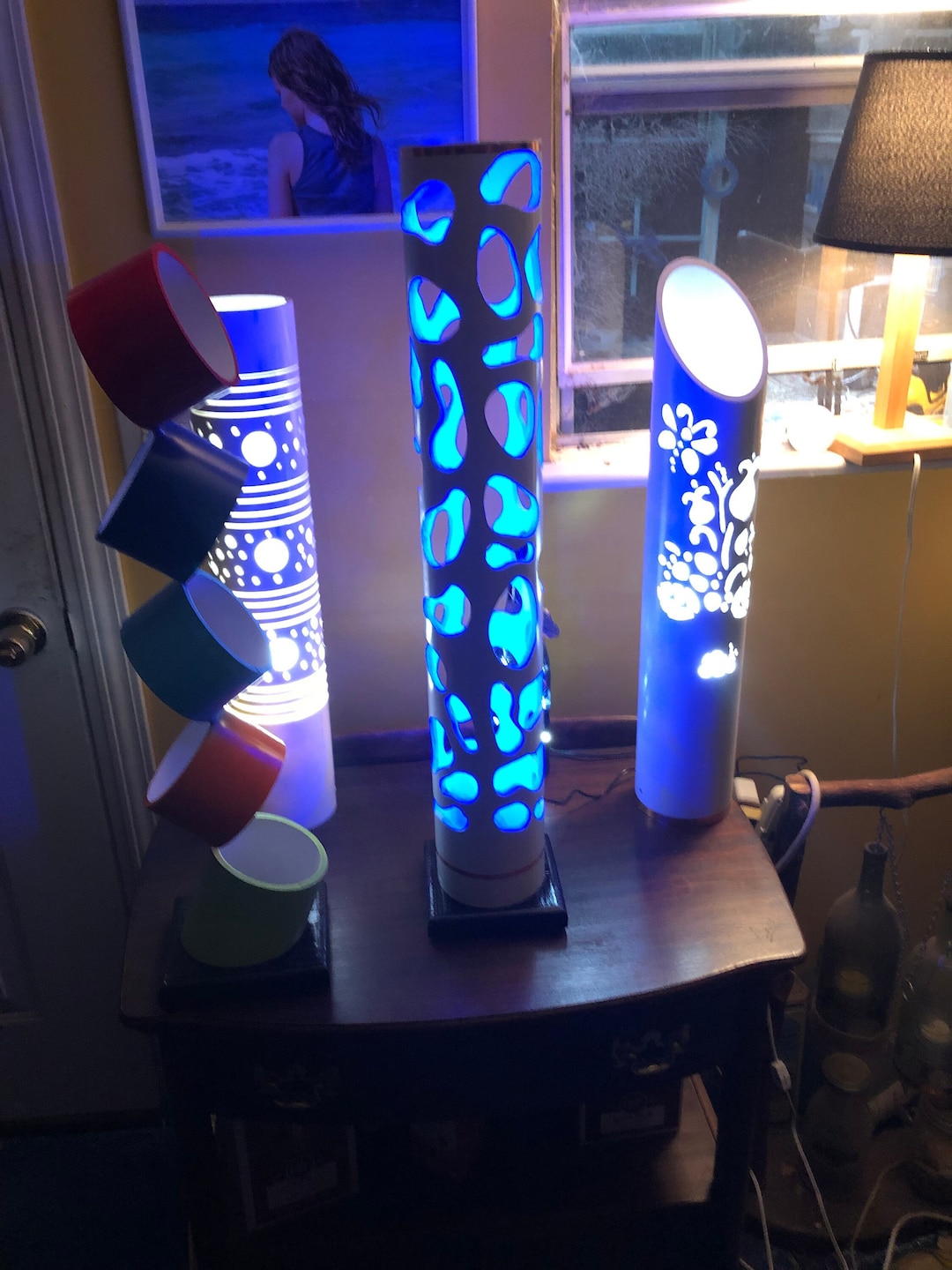 Bubbles the PVC LED Strip Light Lamp White on Black Base With Copper Trim  and Remote