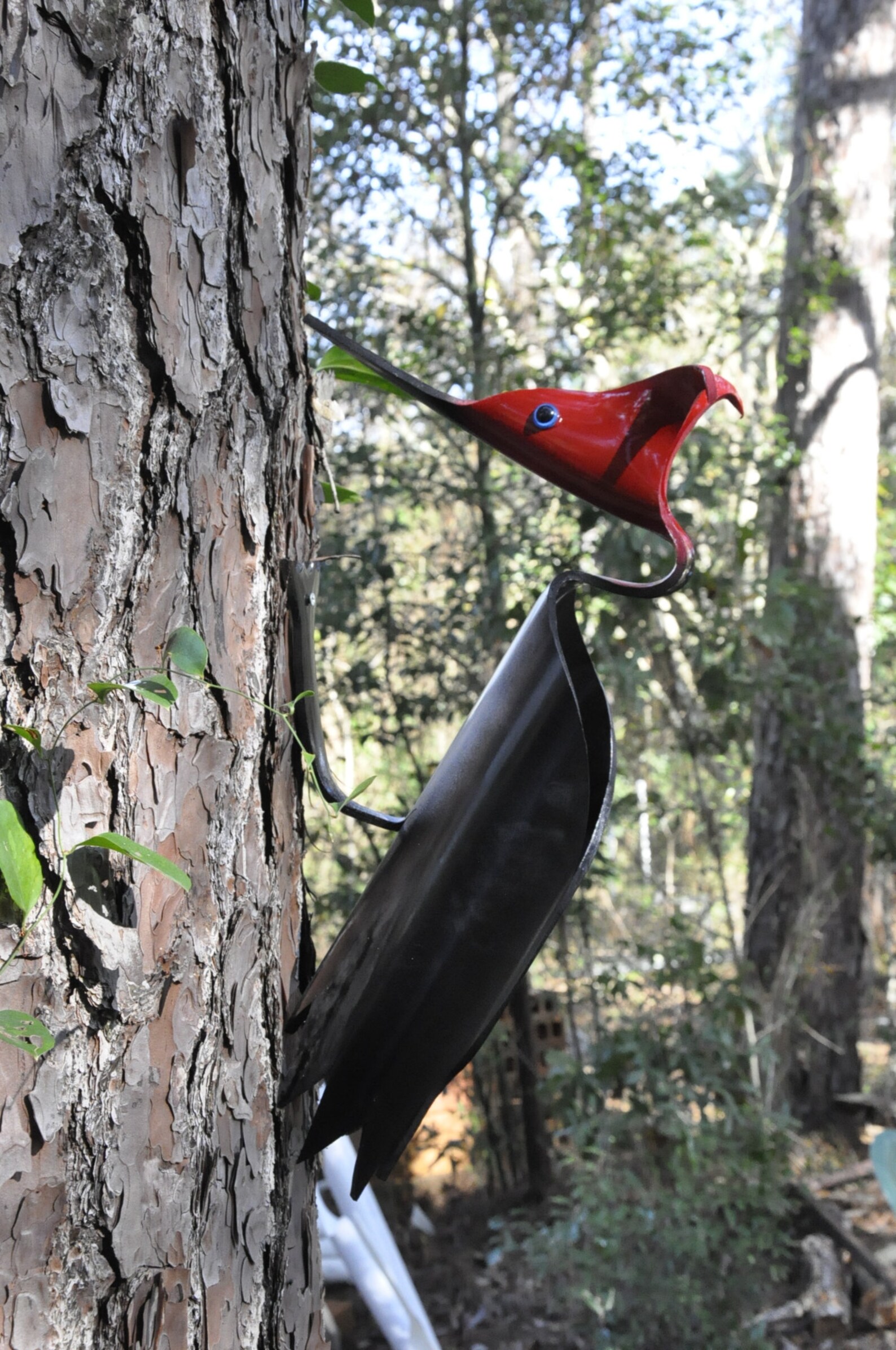 Large Woody PVC Pipe Bird Red Headed Woodpecker Yard Art Etsy