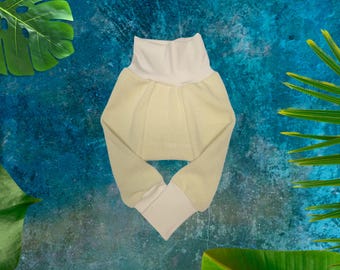 Wülbrid Wool Longies - Grow With Me - Big Bumz 0-6 Months Yellow Cashmere