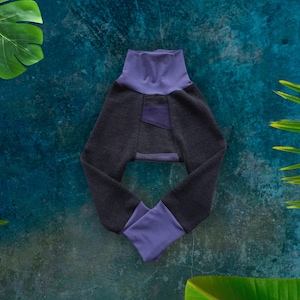 Wülbrid Wool Longies - Grow With Me - Big Bumz 1- 4 Years - Purple And Black