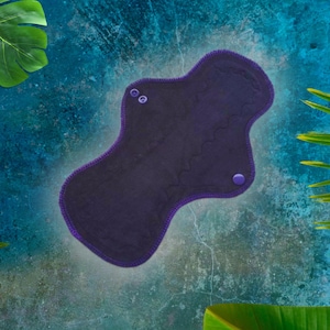 11 Inch Reusable Cloth Pad: Black Cotton Velour, Moderate Absorbency