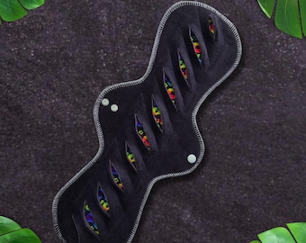 Gusher Pad – Black Organic Cotton Velour, Super Heavy Flow Reusable Cloth Pad
