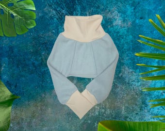 Cashmere Wool Longies: Baby Blue Diaper Cover (0-6 Months)
