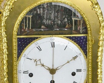 English George III Style Animated Musical Bell Striking Monk Figure Gilt Bronze Automaton Bracket Clock