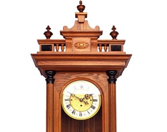52"H German Gustav Becker Grand Sonnerie Strike 3 Weight Driven Vienna Regulator Wall Clock