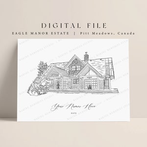Eagle Manor Estate Wedding Venue Illustration, Vancouver, Sketch, Home Decor, Guestbook, Menu, Program, Welcome Sign, Invitation, Gift