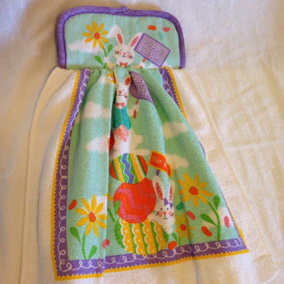 Easter Towel Easter Dish Towel Bunny Towel Over the Door Etsy