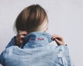 Bride Popped Collar Denim Jacket Mrs Jacket Jean Jacket Just Married Jacket Personalized Jacket Wedding Embroidery Wedding Gift