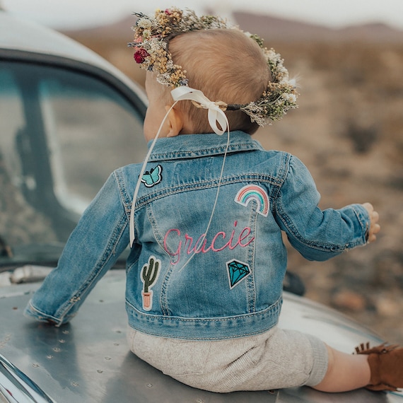 baby jean jacket with name