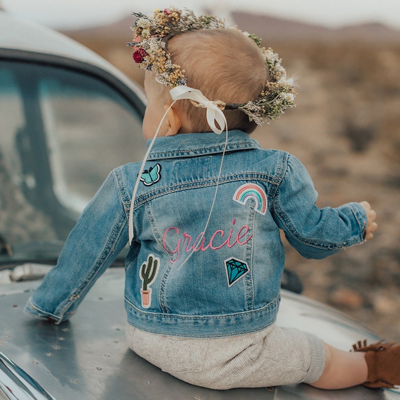Personalized Initial Jacket Monogram Custom Jean Jacket Toddler Distressed Denim Jacket Kids