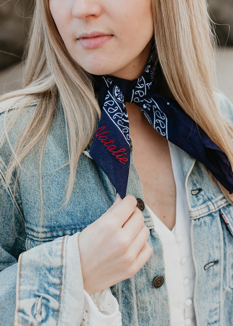Custom Embroidered Bandana Personalized Bandanas Etsy