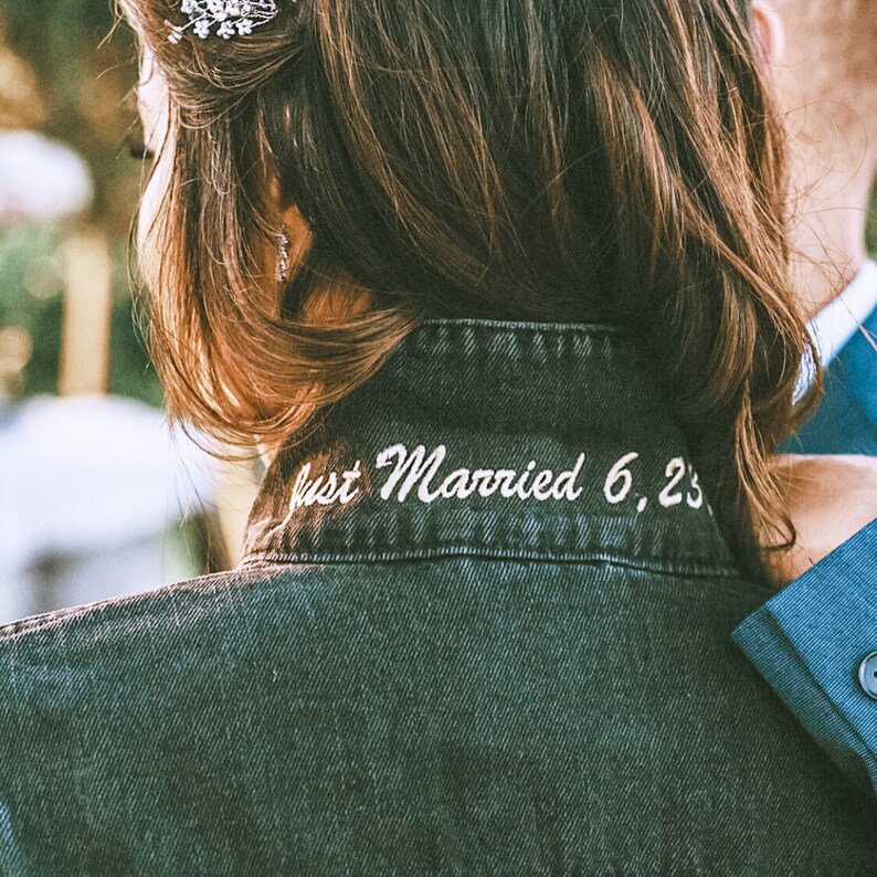Custom Embroidered Wedding Jacket Popped Collar Denim Jacket Etsy