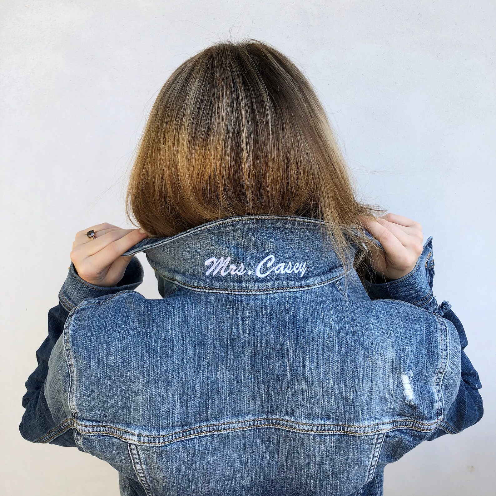 Custom Embroidered Wedding Jacket Popped Collar Denim Jacket Etsy