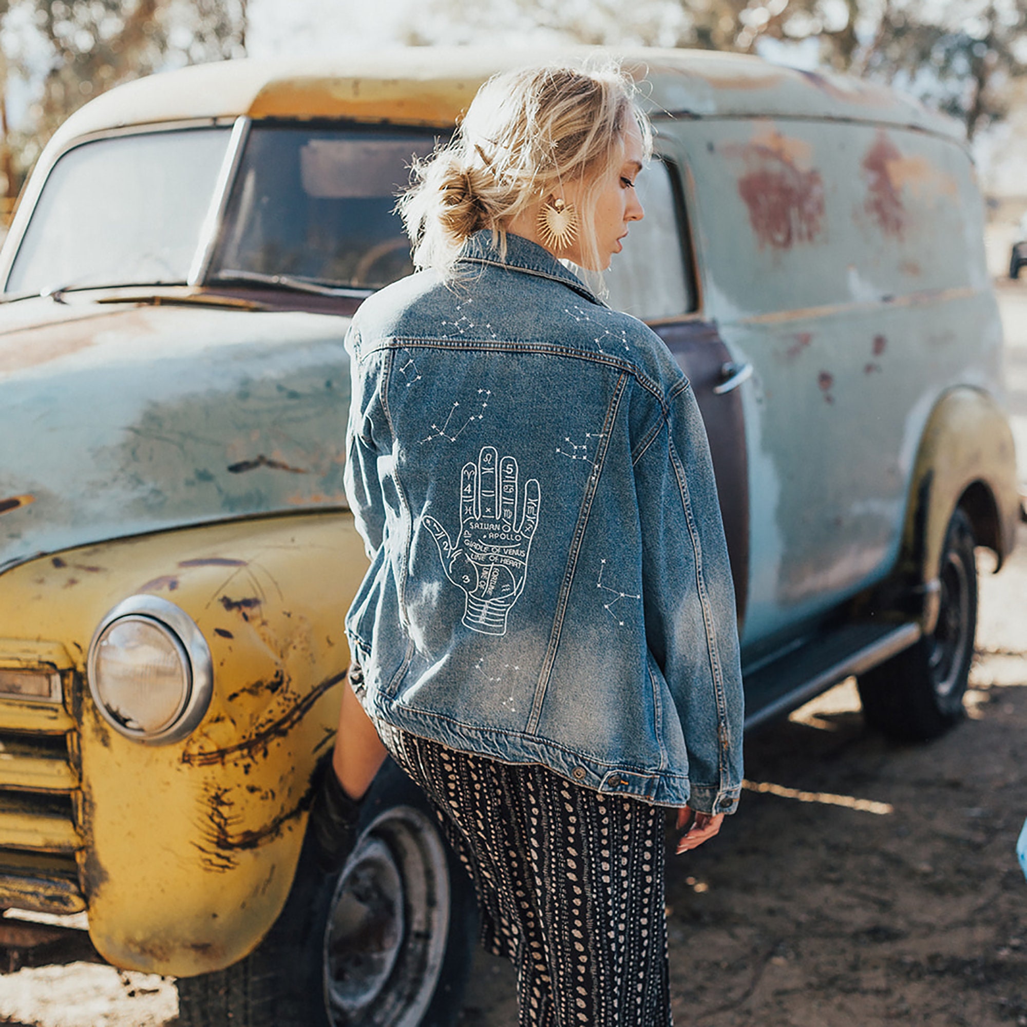star embroidered jean jacket