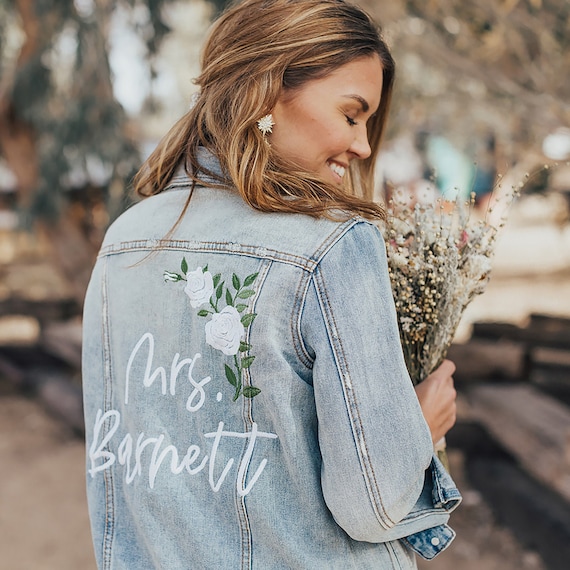 denim jacket with wedding dress